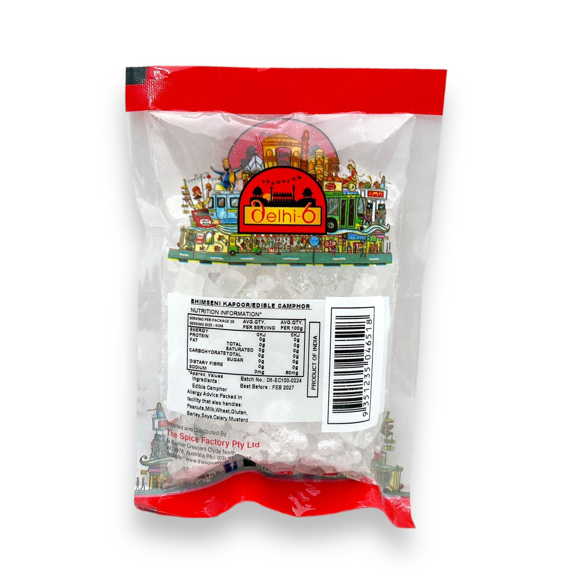 Delhi 6 Edible Camphor/ Bhemseni Kapur 100Gm