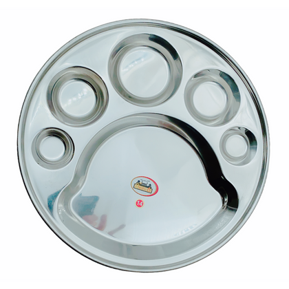 Delhi 6 Steel Divided Thali 6 Compartment (Minaxi) No. 14