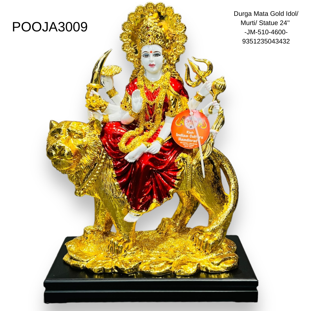 Durga Mata Gold Idol/ Murti/ Statue 24'' -JM-510-4600- 9351235043432