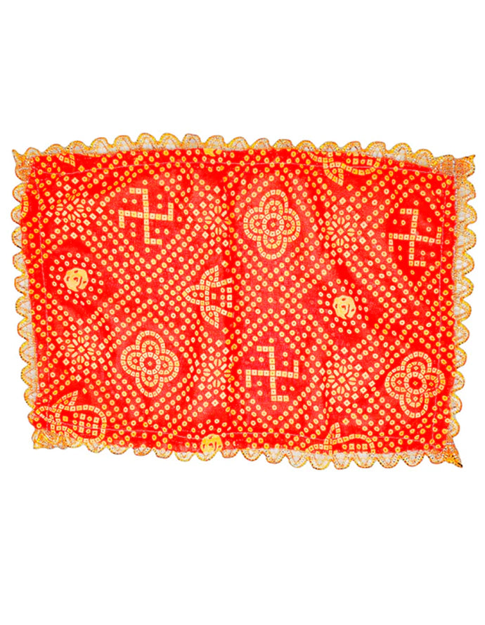 Fancy Pooja Cloth/ Mata Puja Chunri (Bandhani 9'' x 13'')