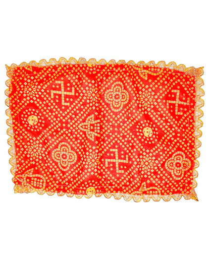 Fancy Pooja Cloth/ Mata Puja Chunri (Bandhani 9'' x 13'')