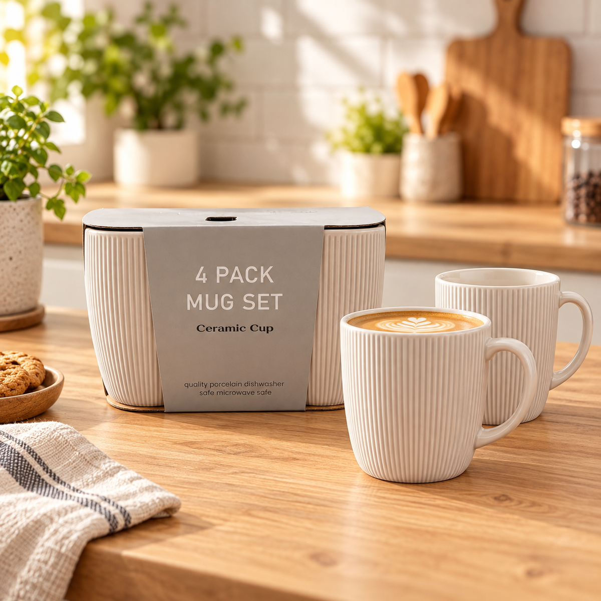 Ceramic Cups – Pack of 4 | Café-Style Design Tea & Coffee Mugs | Model No. 001 SY5-4P | 9351235062600