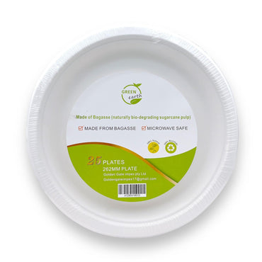 The Spice Factory Bagasse Round Plates 9" – Pack of 20 | Eco-Friendly Disposable Food Plates | Microwave Safe | 9351235062488