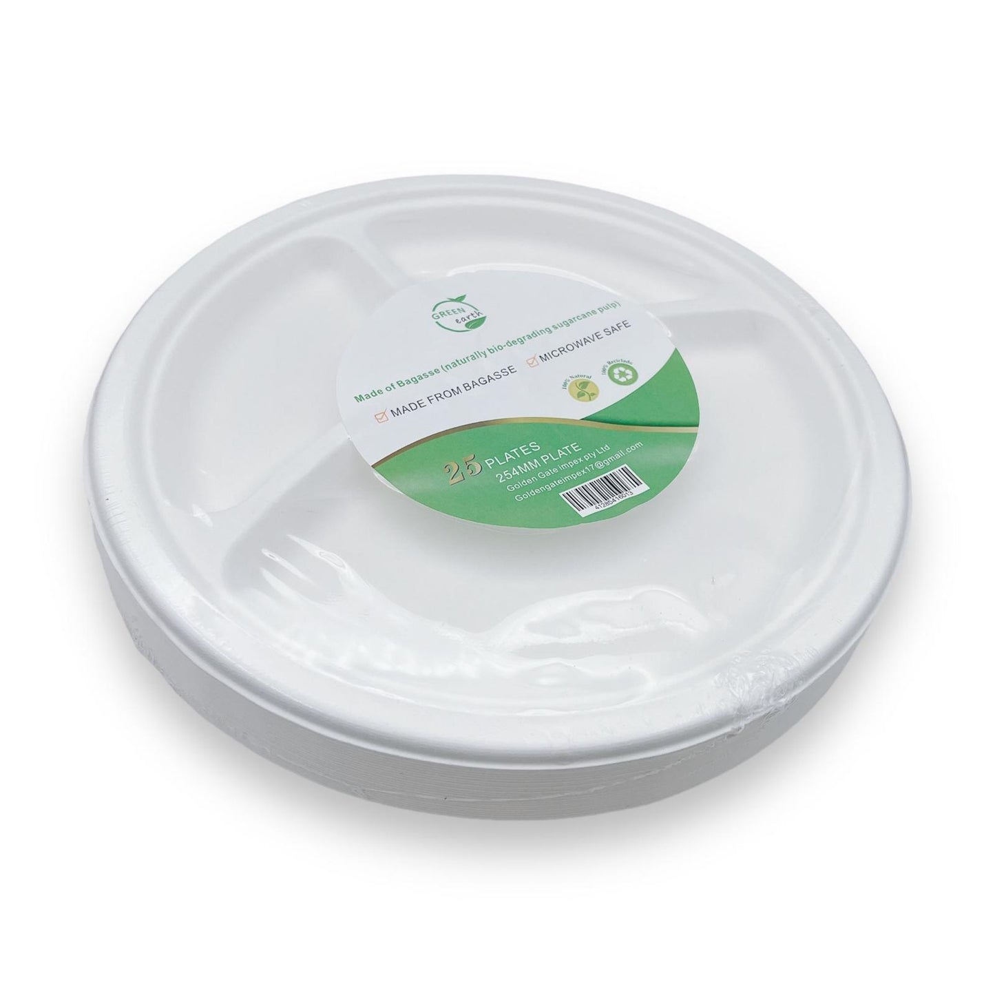 Green Earth 3 Compartment 10" Round 244MM Plate 25Pc