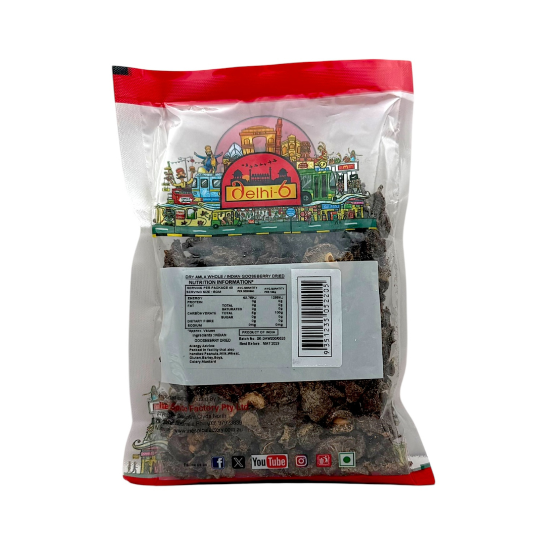 Delhi 6 Dry Amla Whole (Gooseberry) | Herb For Immunity, Digestion & Hair Health 200gm | HEA377 | 9351235052205