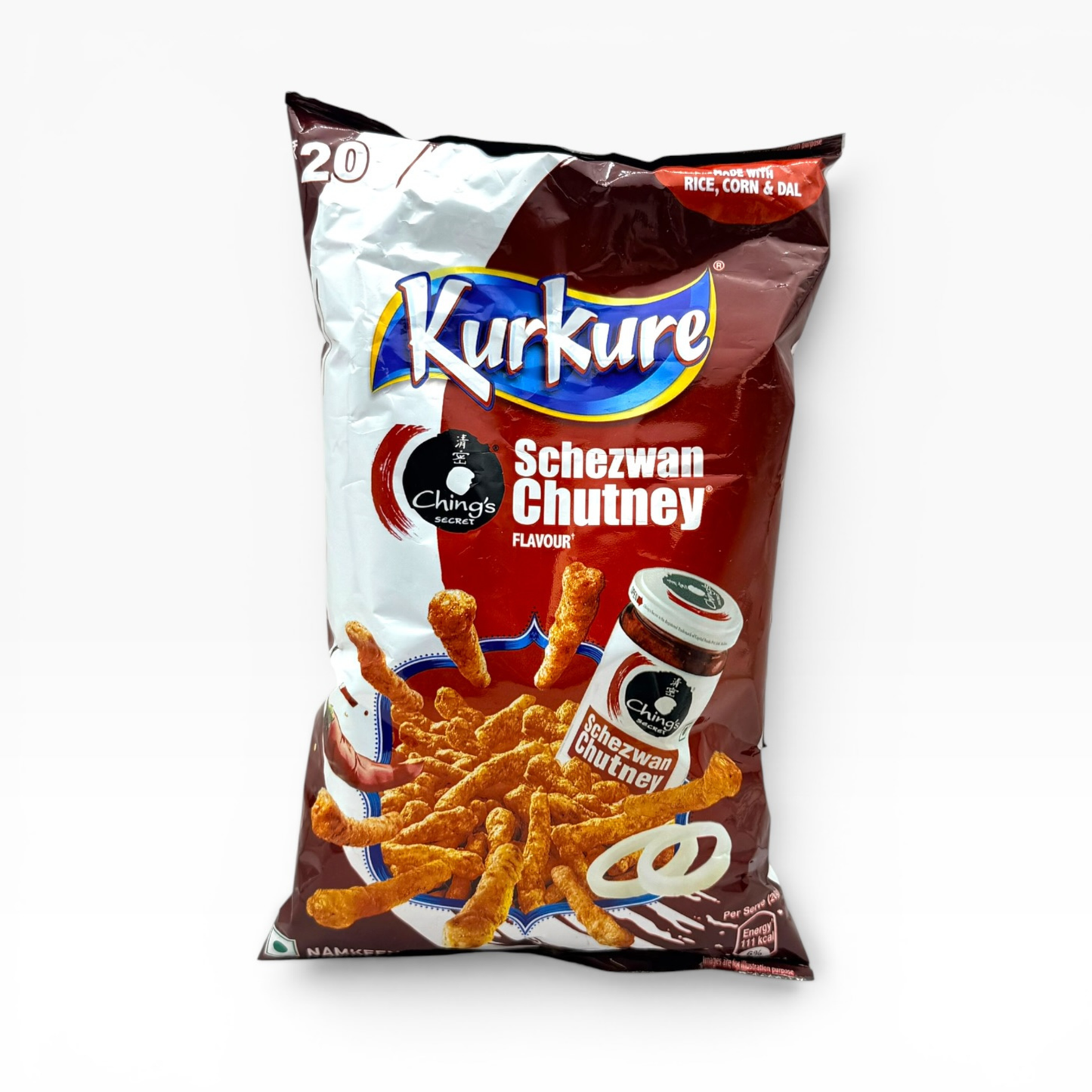 Kurkure Schezwan Chutney Flavour 74.9g | Made with Rice, Corn & Dal