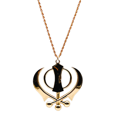 Khanda With Chain Car Hanging Gold Big-(9351235029665/ 9351235049212)