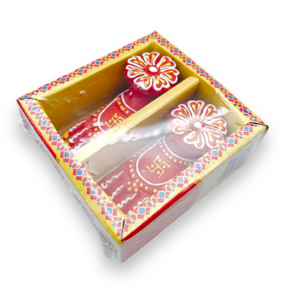 Fancy Clay Laxmi Charan Coloured Box (Set of 2)- 9351235043029