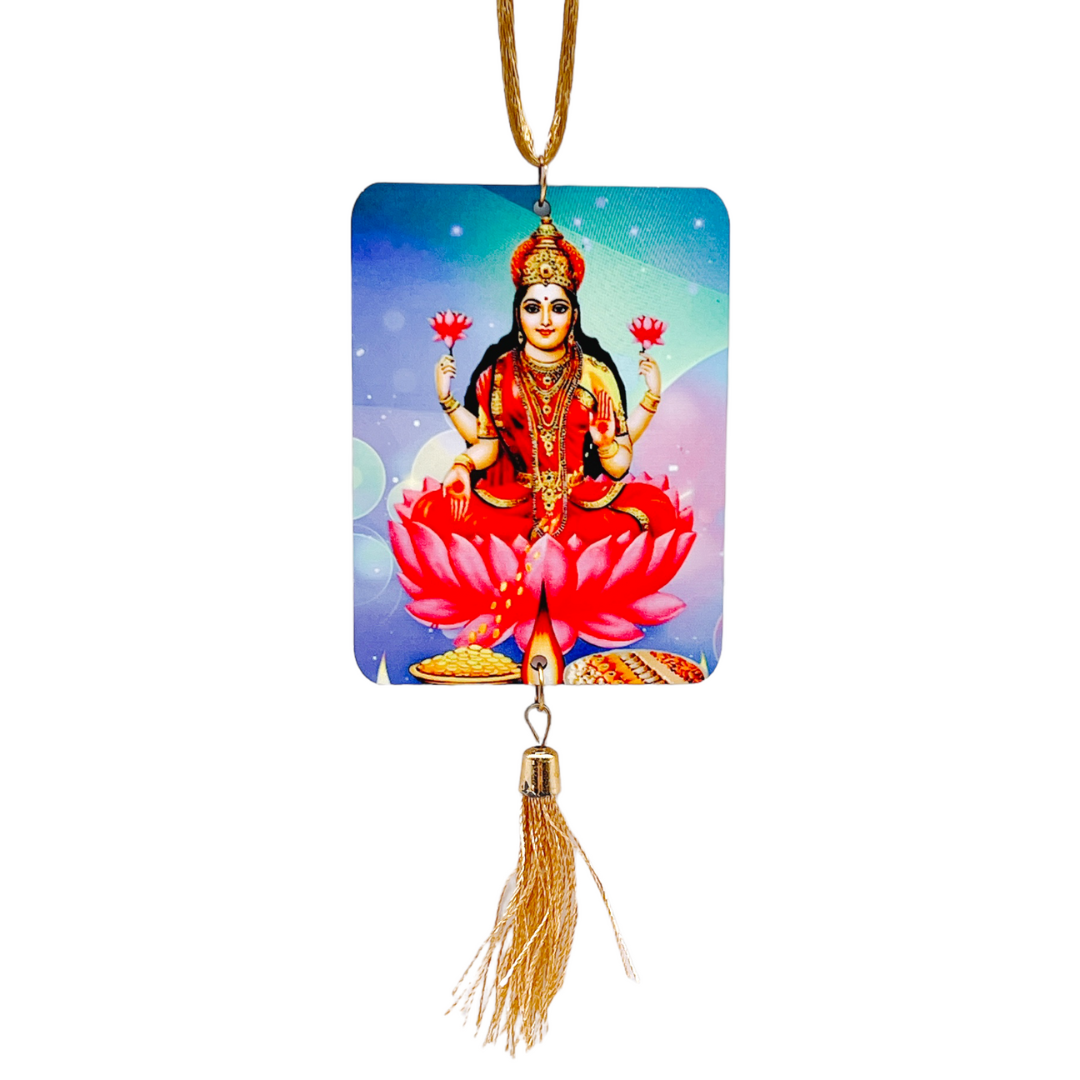 Laxmi Mata Wooden Car Hanging with Picture 1Pc