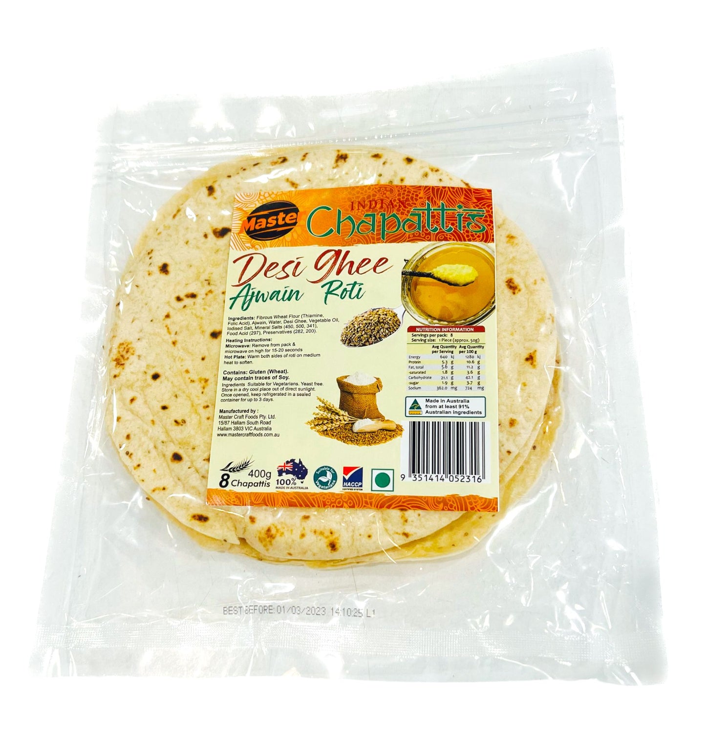 Master Desi Ghee Ajwian Roti 400gms