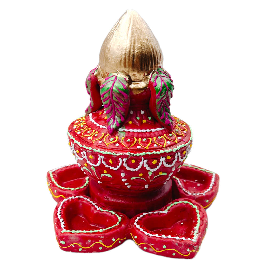 Fancy Clay Diya Kalash 1Pc (Kalash-5 Diyas)