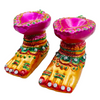 Fancy Clay Diya Laxmi Paduka (Set of 2)- 9351235044484