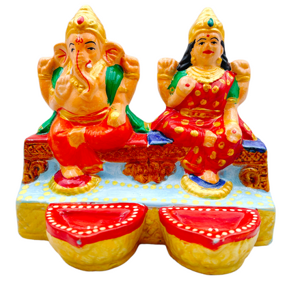 Fancy Clay Diya Laxmi Ganesh 1Pc