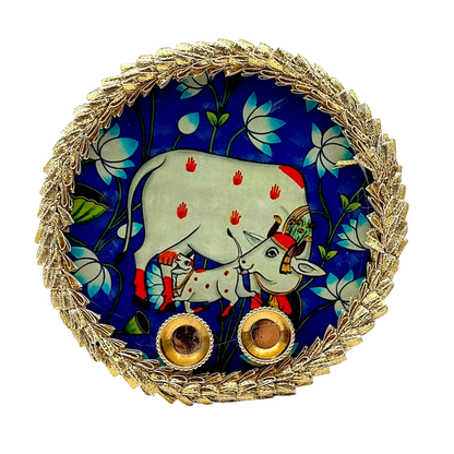 Fancy Kamdhenu Pooja Thali / Puja Plate- Size 6''- Style C | 9351235058474