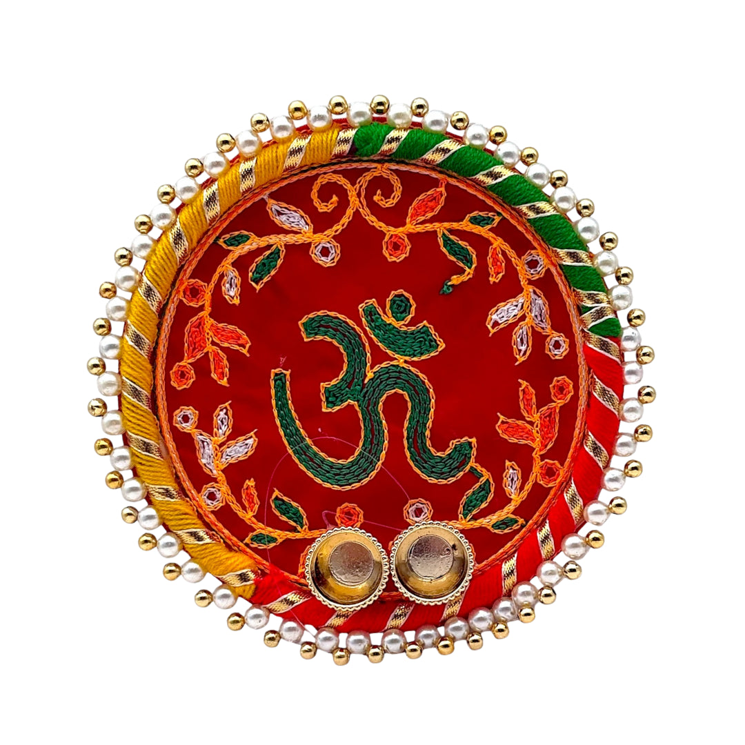 Fancy Om Pooja Thali / Puja Plate- Size 6''- Style D | 9351235058474
