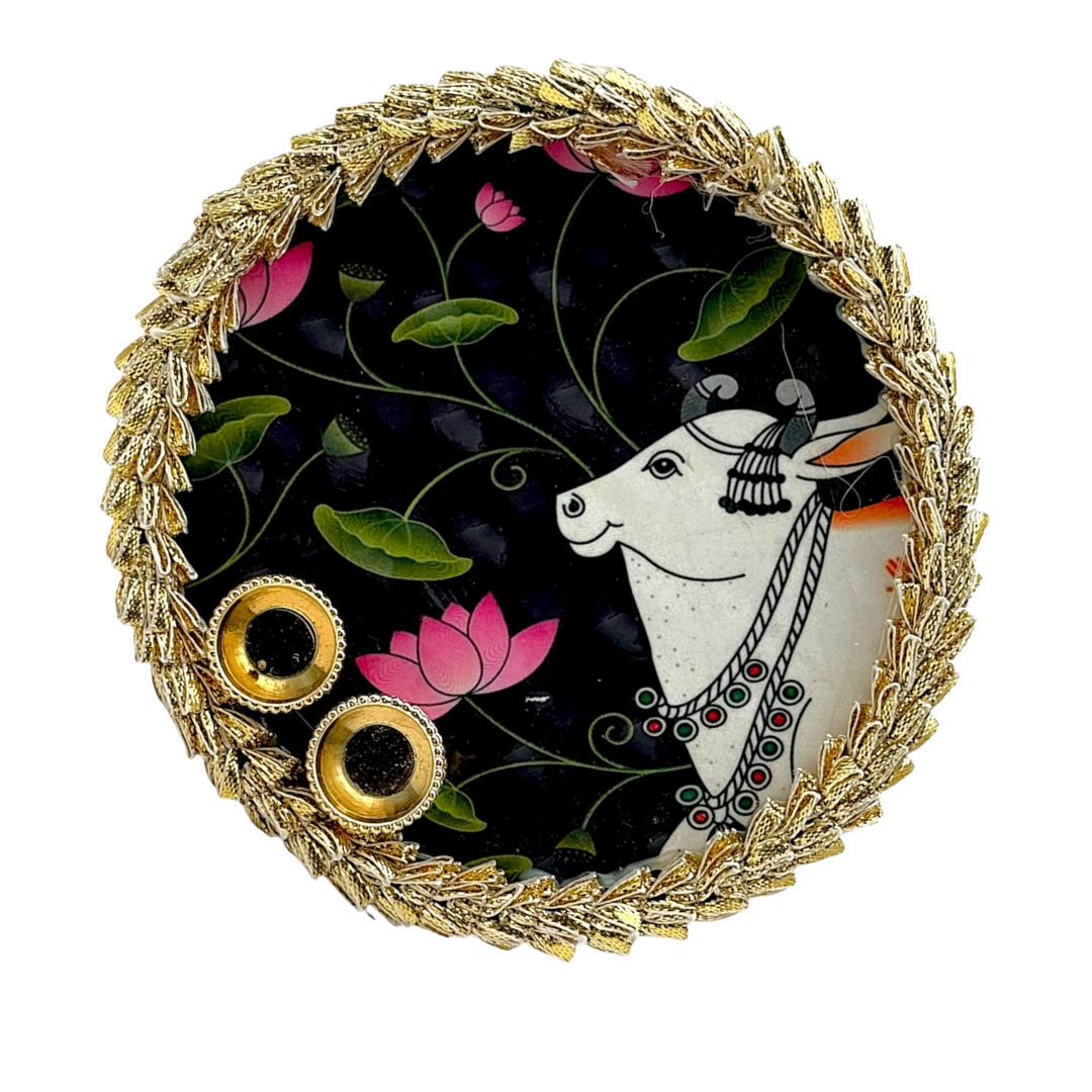 Fancy Nandi Pooja Thali / Puja Plate- Size 6''- Style B | 9351235058474