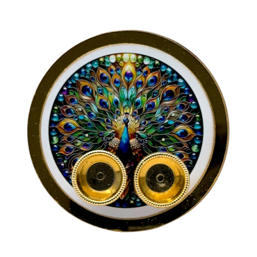 Fancy Diwali Pooja Thali with Peacock Design | With Sindoor & Chandan Holders | Puja Plate 4.5'' – Style B | 9351235058481