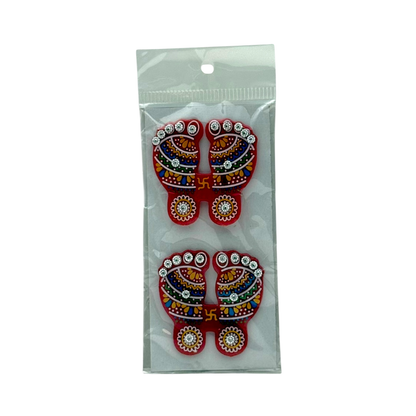 Acrylic Laxmi/ Lakshmi Charan Paduka Sticker/ Decorative Diwali Set- Size 2'' - 9351235051598
