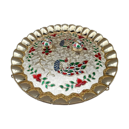 Fancy Pooja Thali / Puja Plate- Size 9.5''- Model No: 13- 9351235058825