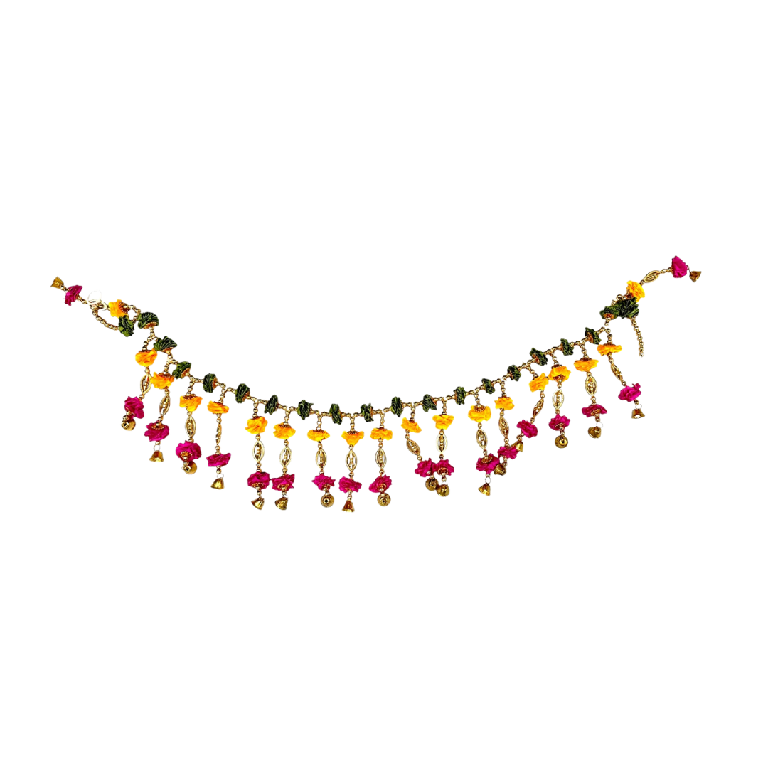 Traditional Marigold Toran & Bell Wandanwar Garland/ Door Hanging / Latkan for Decoration (Style No 6)- 9351235058894
