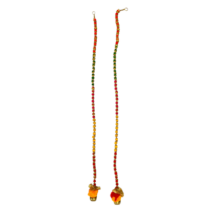 Decorative Bell Wall Hanging Toran with Pom Pom Garland/ Toran Door Hanging Wandhanwaar/ Latkan for Decoration (Set of 2)  (Style No 1)- 9351235058535