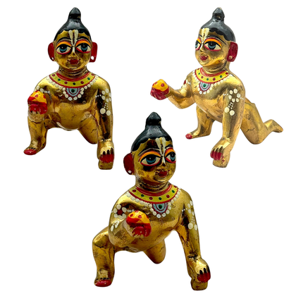 Laddu Gopal Brass Medium Size Idol | Design No 2 | Premium Finish | Size- 4'' x 3.2''- 9351235054889
