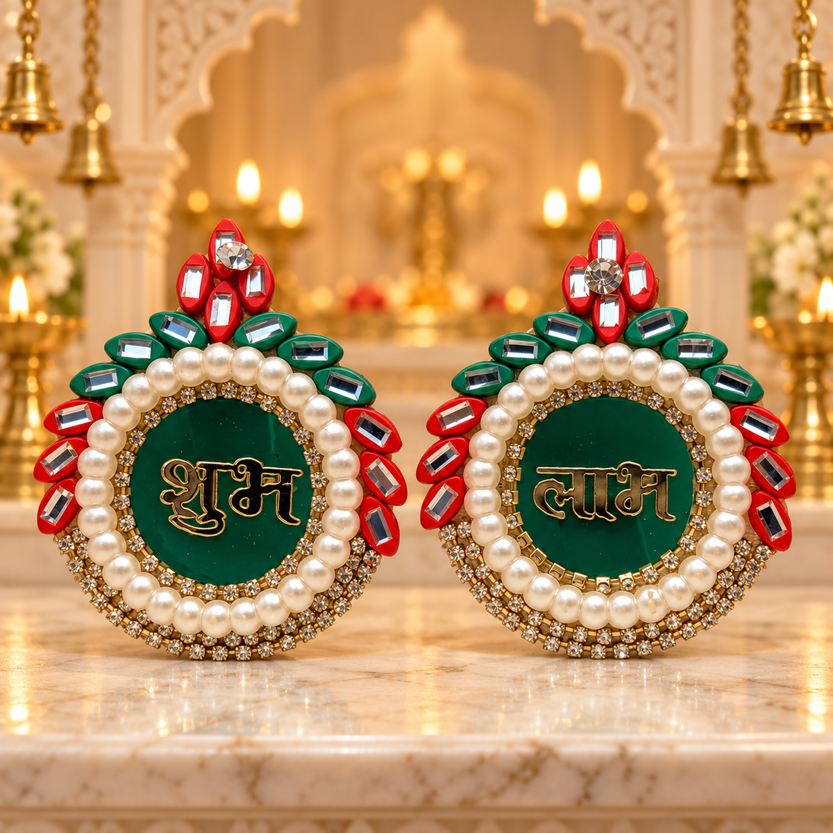 Shubh Labh Decorative Sign | Auspicious Hindu Door & Wall Hanging Decoration | Diwali, Pooja, Mandir & Festive Home Décor | Code: PHR-6042 | 9351235063003