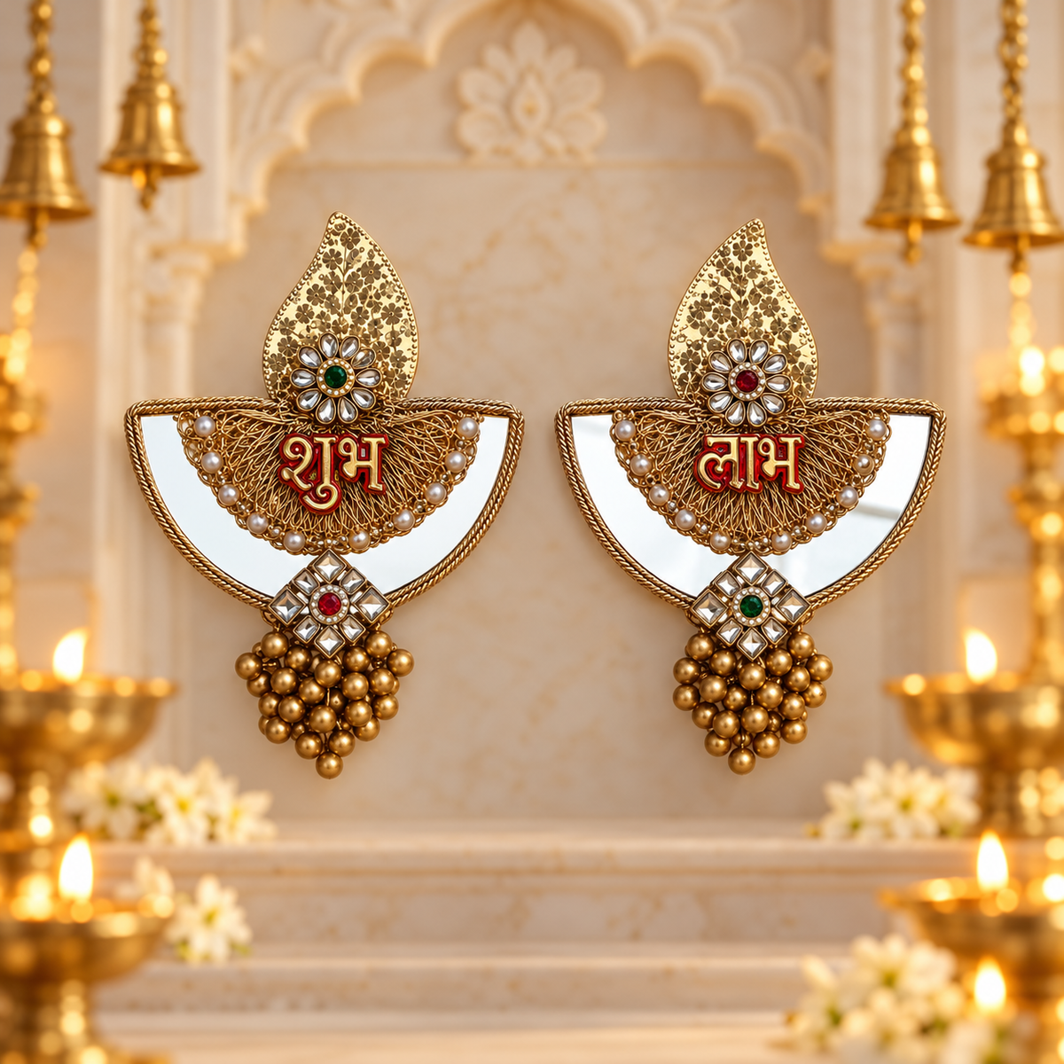 Shubh Labh Decorative Sign | Auspicious Hindu Door & Wall Hanging Decoration | Diwali, Pooja, Mandir & Festive Home Décor | Code: APS-424 | 9351235063034