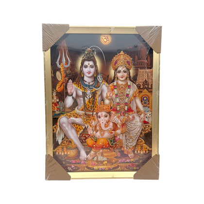 Lord Shiva, Parvati & Ganesha Photo Frame | 30*40(11.81in x 15.75in) | Decorative Picture - 9351235056272