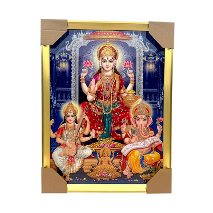 Lakshmi Ganesh Saraswati Ji- Shubh Labh Photo Frame | 33*43CM (13"*17") | Decorative Painting JC334311-4 - 9351235056968
