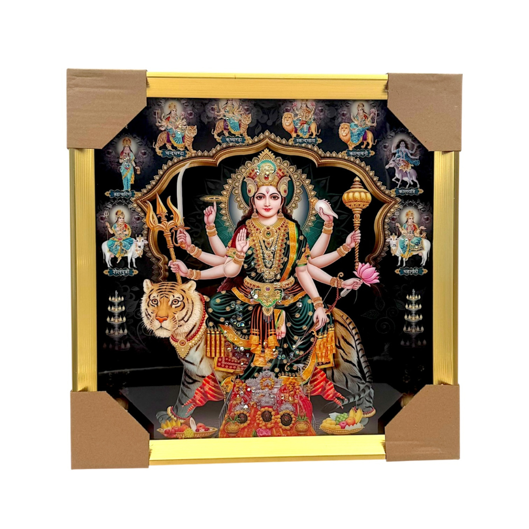 Maa Durga Photo Frame – Navdurga Avatars Edition   | 33*33CM (13"*13") | Decorative Painting | JC333311-1 - 9351235056852