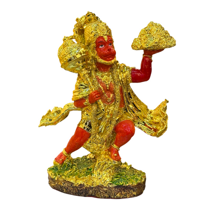 Flying Hanuman Ji  Idol/ Statue/Murti – Golden Glitter Finish with Red Accents | 20*10*25CM(7.87in x 3.94in x 9.84in) | GOD 2336B-1GC - 9351235055763