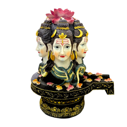 Trimurti Lord Shiva on Shivalingam Base Idol/ Statue/ Murti| 33 x 24 x 41.5cm （12.99in x 9.45in x 16.34in) | GOD F303 - 9351235055589