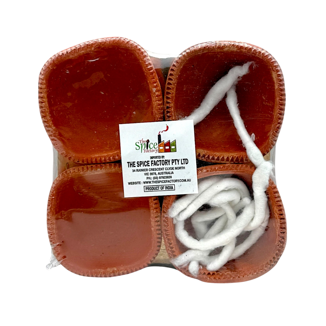 Clay Diya Char Mukhi Plain Big  4pc set