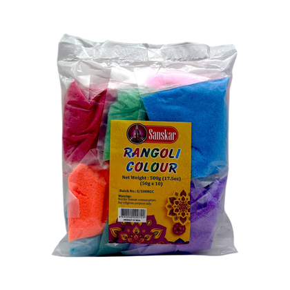 Sanskar Rangoli Colour Mixed 500g (50g x 10)- Set of 10 Colours | For religious purposes only | Not for Human Consumption
