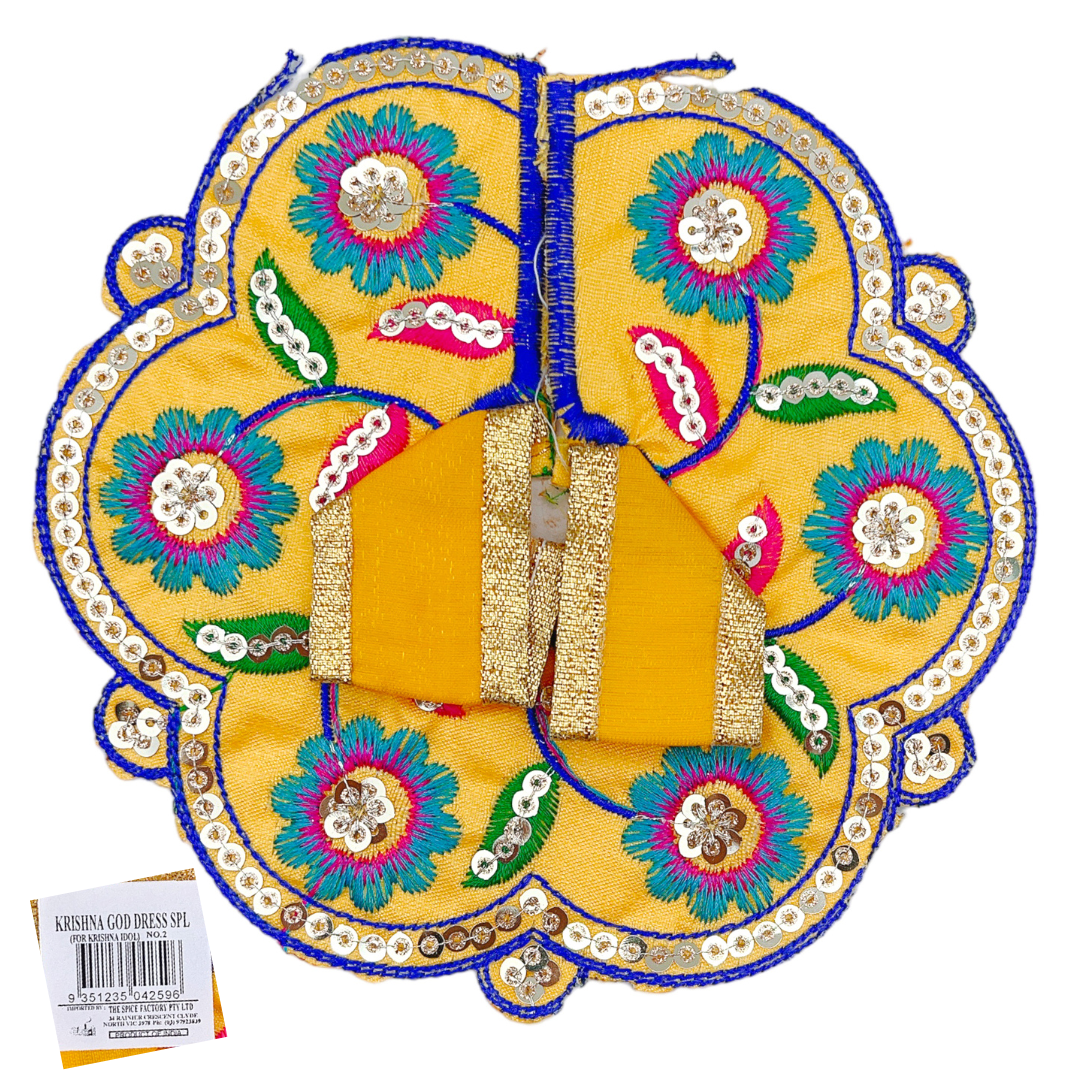 Shree Krishna Paushak/ God Dress for Krishna Idol size-6" (No 2)-9351235042596