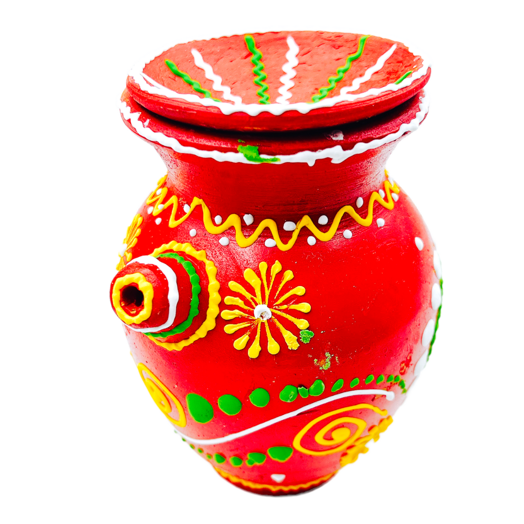 Clay Karva/ Karwa with Nose – Decorative Festival Pot (Large)- For Karwa Chauth & Ritual Use/ Size 6''- 9351235054155