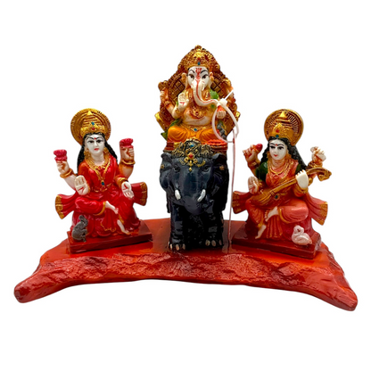 Laxmi Ganesh Saraswati Medium (9.5" X 4.5" X 7")-Statue/ idol/ Murti- 9351235049694/ 9351235023496