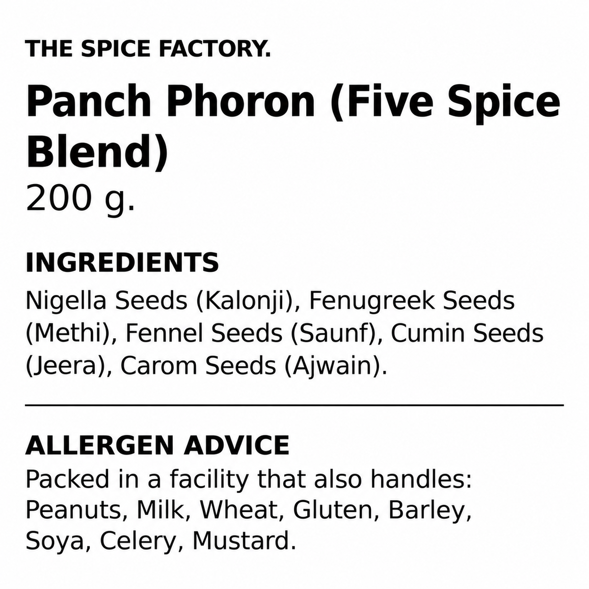 TSF Panch Phoron 200g | Panchporan | Bengali 5 Spice Whole | Indian Spice Blend