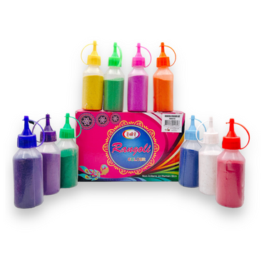 Rangoli Colour Plastic Bottle Pack of 10 / Large Pack- 9351235044606/ 9351235051475