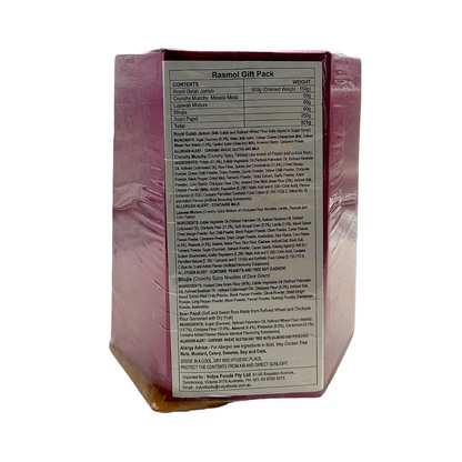 Bikano Rasmol Gift Pack 925gm (With Crunchy Munchy 55g, Bhujia 60g, Lajawab Mixture 60g, Soan Papdi 25g, Gulabjamun 500g
