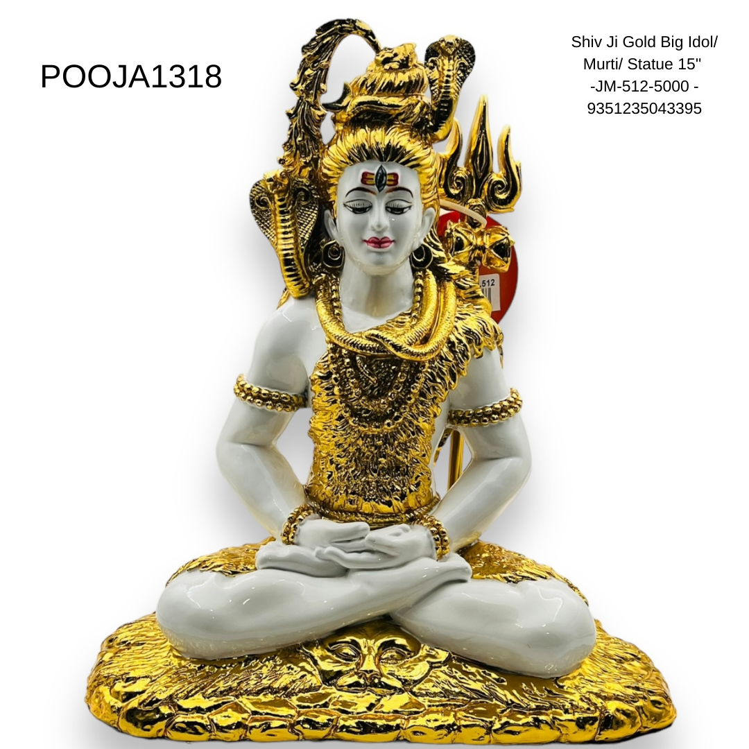 Shiv Ji Gold Big Idol/ Murti/ Statue 15'' -JM-512-5000