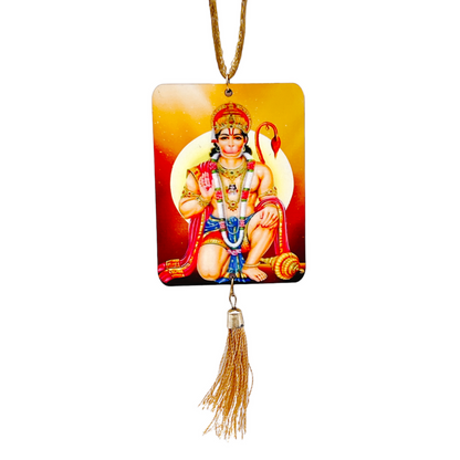 Hanuman Ji Wooden Car Hanging with Picture 1Pc