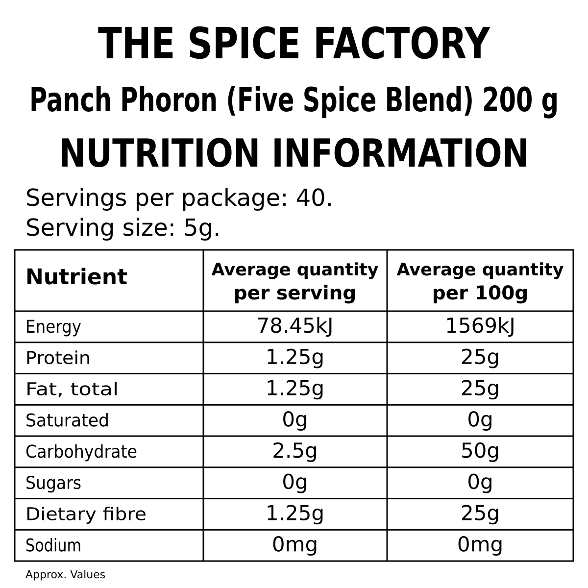 TSF Panch Phoron 200g | Panchporan | Bengali 5 Spice Whole | Indian Spice Blend