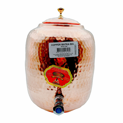 Copper Matka/ Water Dispenser Pot (Big) With Tap