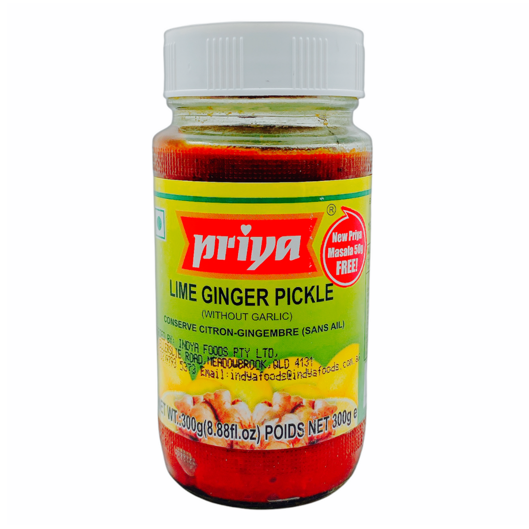 Priya Lime Ginger Pickle Without Garlic 300gm