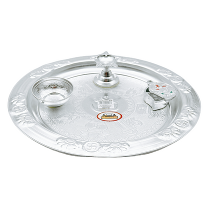 Pooja Thali White Metal