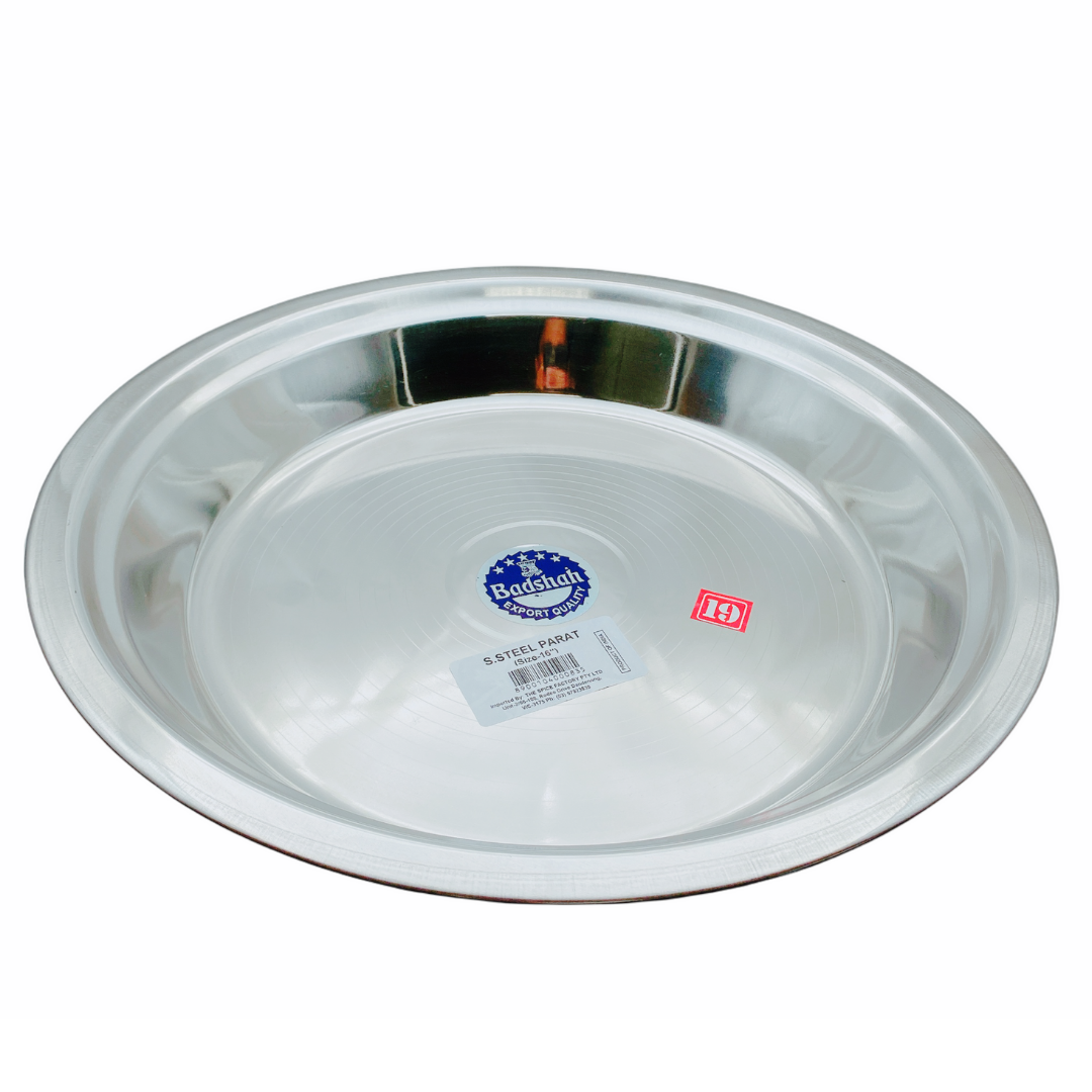 Stainless Steel Multipurpose Basin / Parat (40 cm | 16.5"–17") – Atta Mixing & Kneading Bowl / Dough Mixer