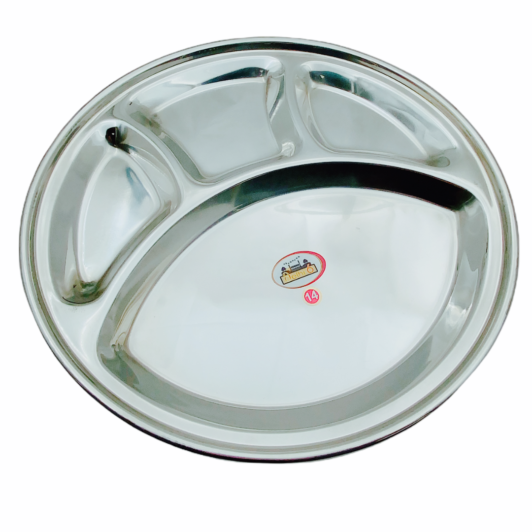 Steel Divided Thali 4 Compartment No.14