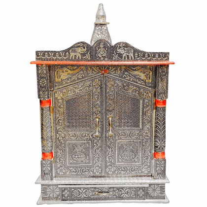 Oxidize Copper Temple/ Mandir (With Door) 15 x 6 - India At Home